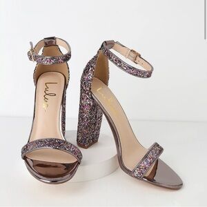 Lulus Taylor Multi Colored Glitter Ankle Strap Heels Size 9